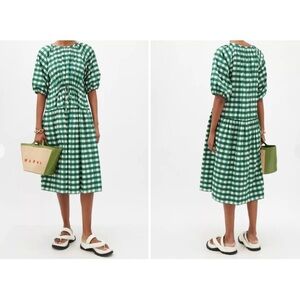 MaxMara Green and White Checkered Dress